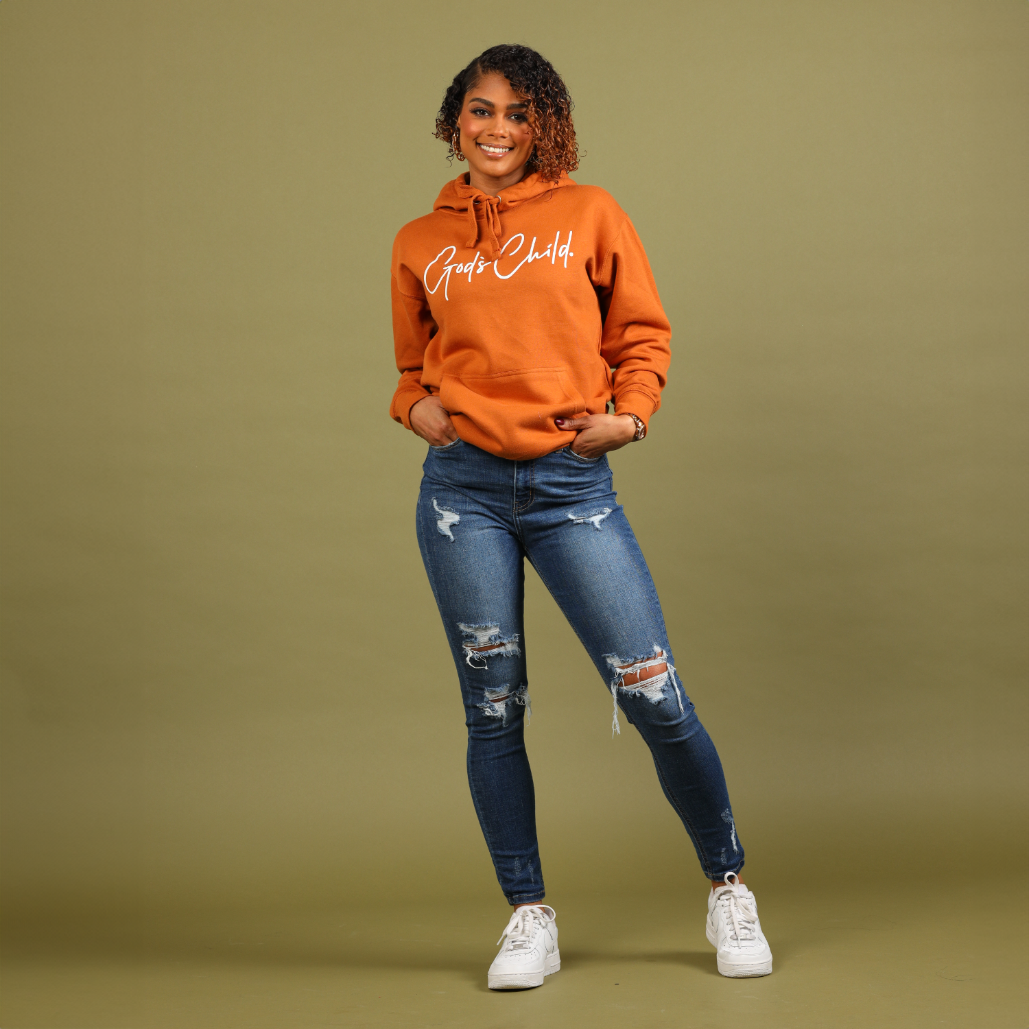 God`s Child "Big Signature" Fleece Pullover Hoodie (Adobe)