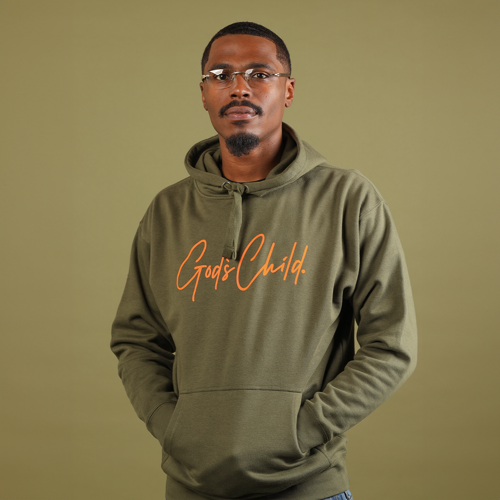 God`s Child "Big Signature" Fleece Pullover Hoodie (Army)