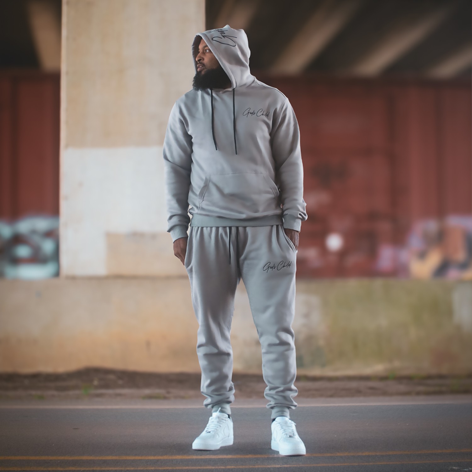 God`s Child Premium Signature Fleece Joggers Pants "Cement" 2.0