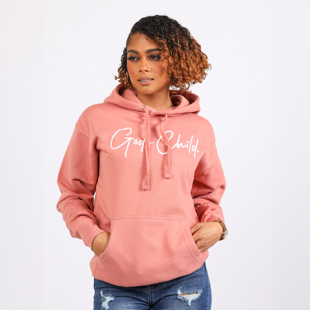 God`s Child "Big Signature" Fleece Pullover Hoodie (Dusty Rose)