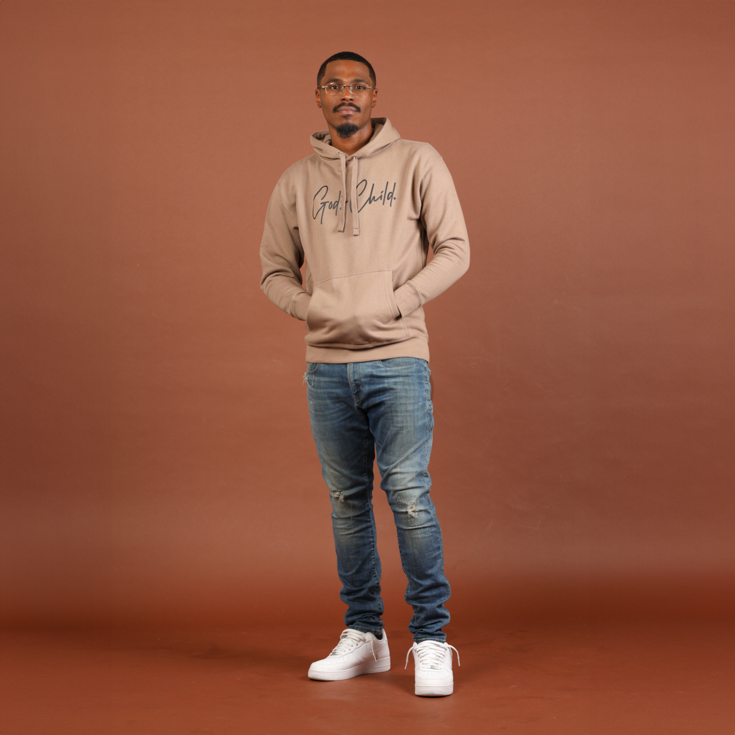 God`s Child "Big Signature" Fleece Pullover Hoodie (Latte)