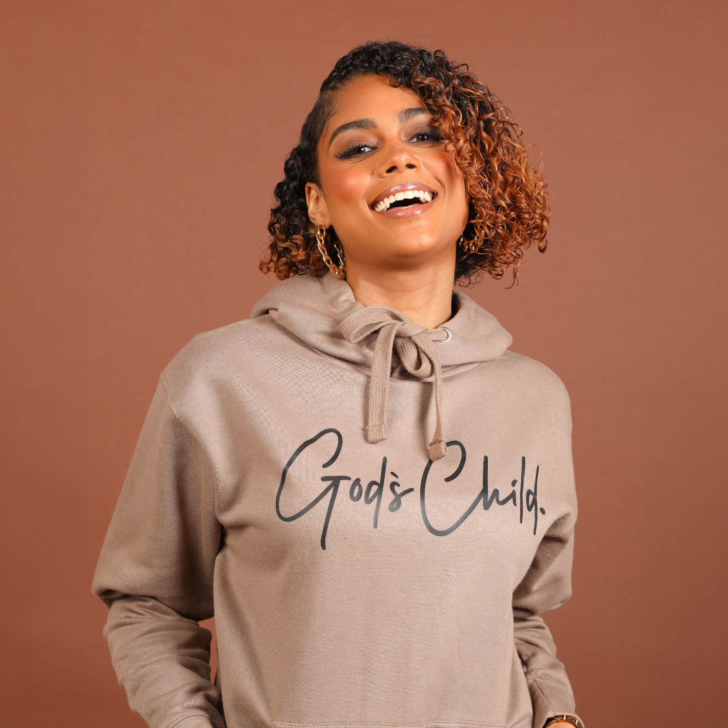 God`s Child "Big Signature" Fleece Pullover Hoodie (Latte)
