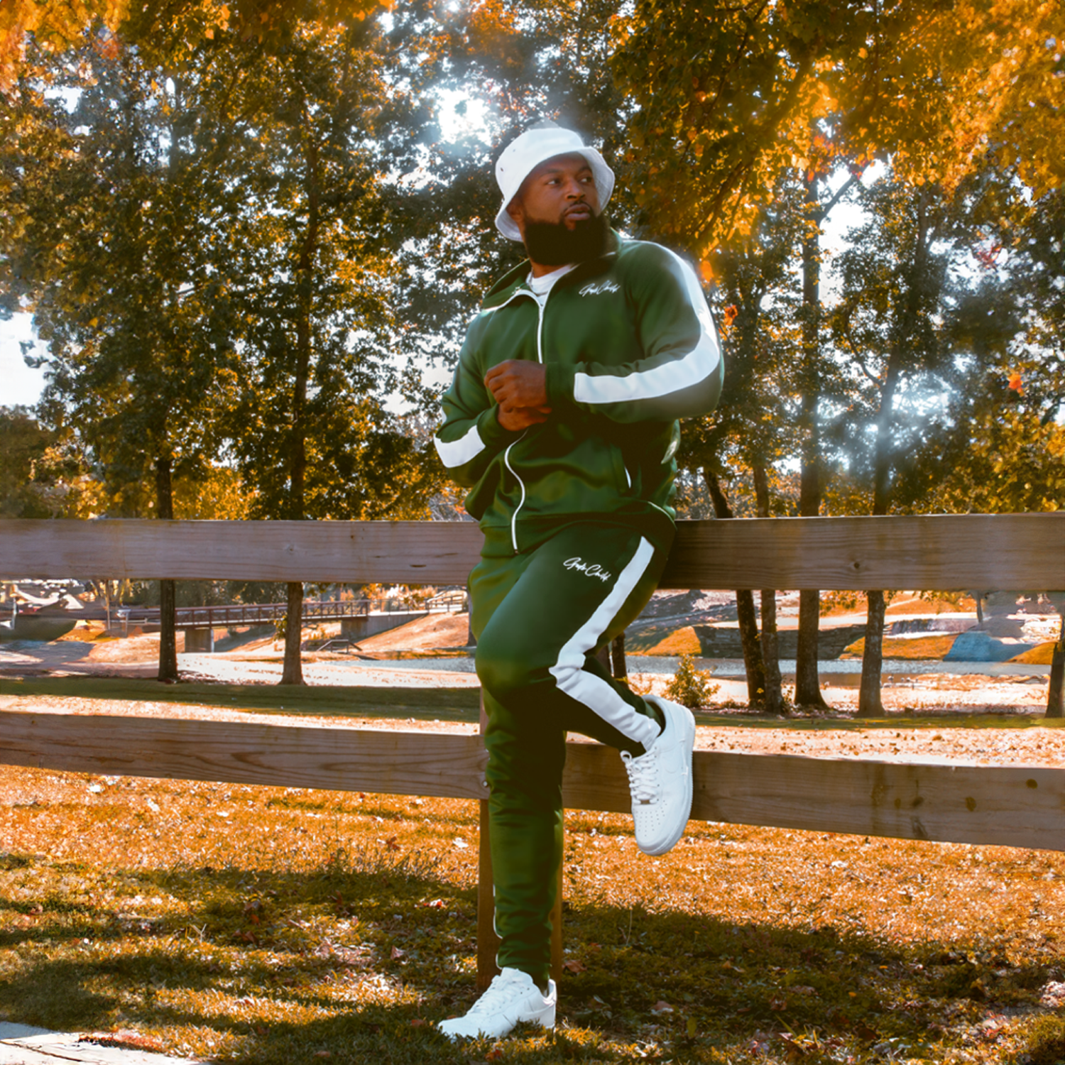 God`s Child Classic Track Pants (Forest Green) **MUST SIZE UP**