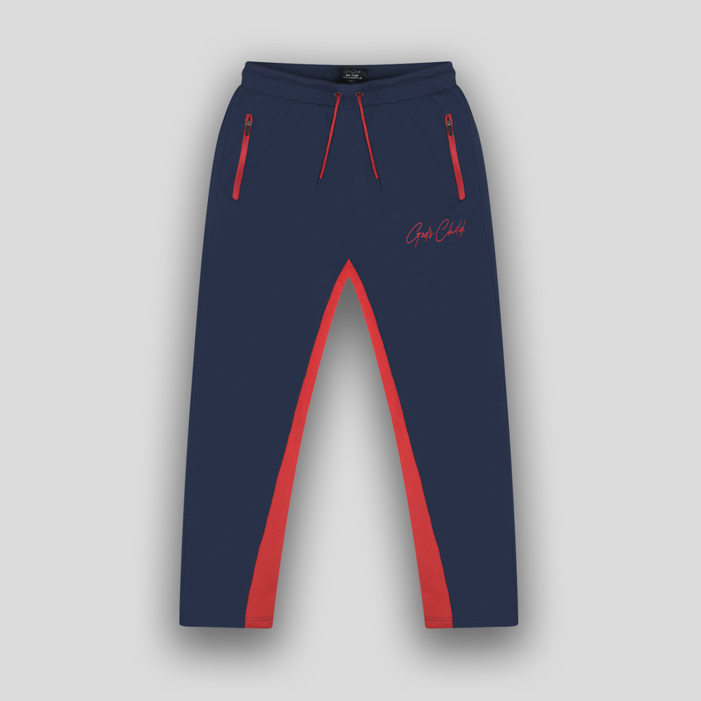 God`s Child Stacked Joggers (Navy Blue )