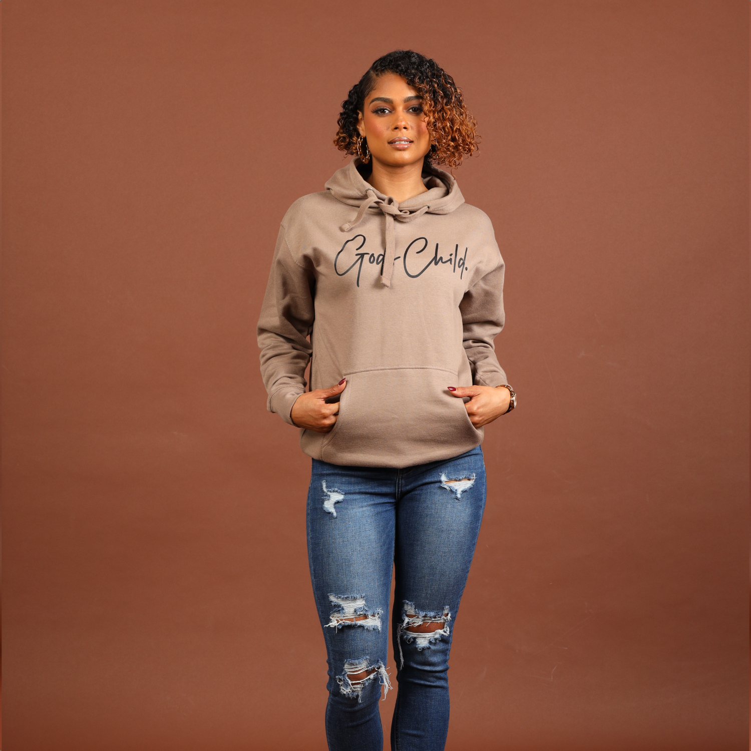 God`s Child "Big Signature" Fleece Pullover Hoodie (Latte)