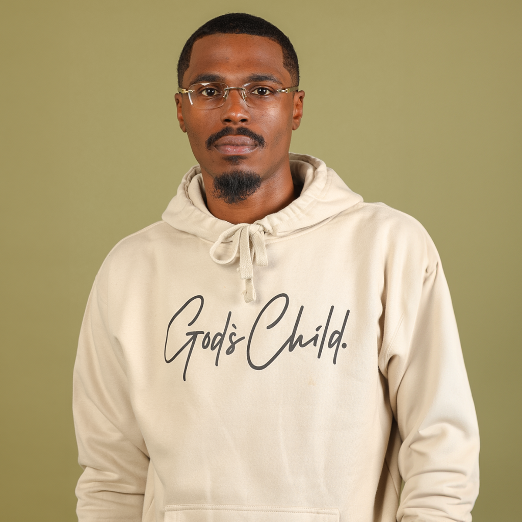 God`s Child "Big Signature" Fleece Pullover Hoodie (Off White)